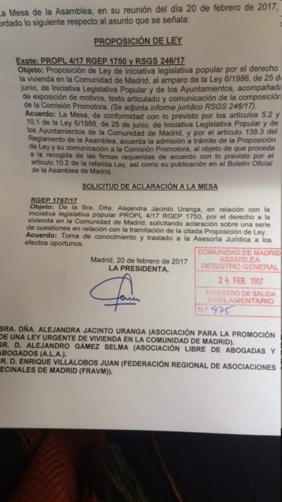 Admitida a trA?mite @ILPViviendaMad